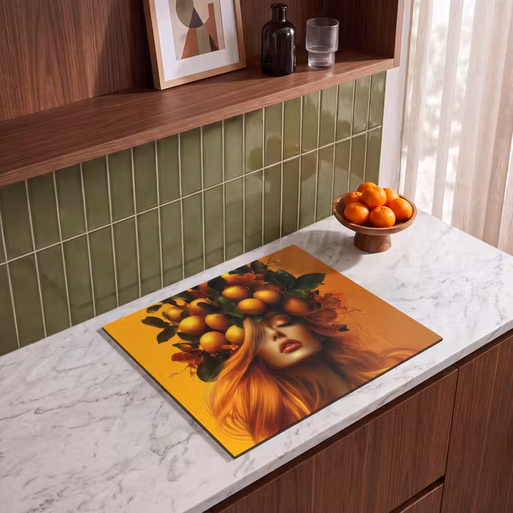 Protezione piano induzione - Donna - Limoni - Fiore - Giallo — 4