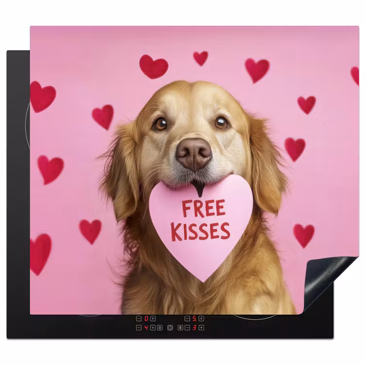 Protezione piano induzione - Cane - Bacio - San Valentino - Cuori — 1