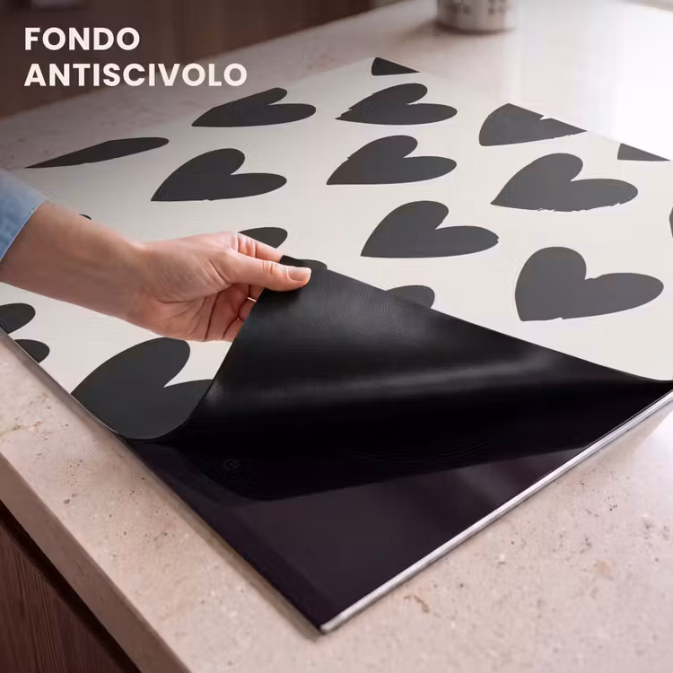 Protezione piano induzione - Cuori - Nero - Beige — 6