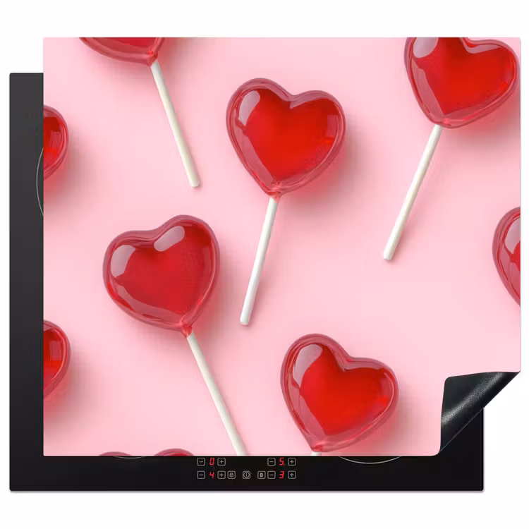 Protezione piano induzione - Lecca-lecca - Cuori - Rosa — 1