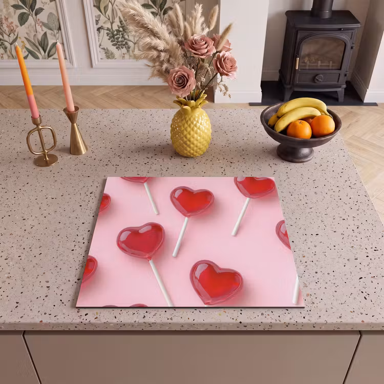 Protezione piano induzione - Lecca-lecca - Cuori - Rosa — 3
