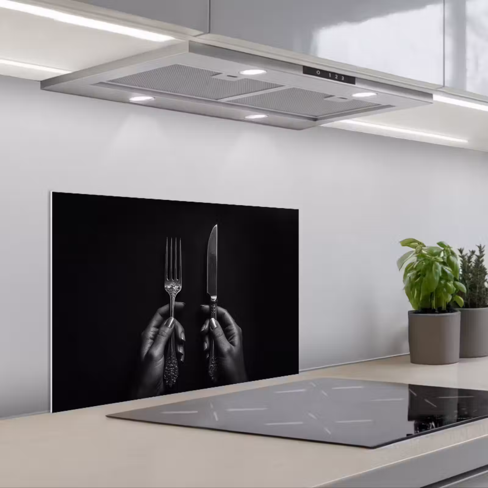Paraschizzi cucina - Posate - Nero - Bianco — 1