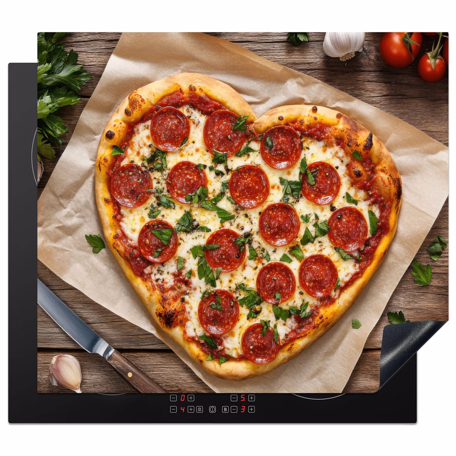 Protezione piano induzione - Pizza - Cuore - Peperoni - Pomodoro — 1