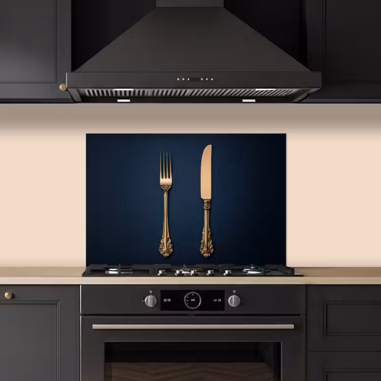 Paraschizzi cucina - Posate - Blu scuro - Oro — 5