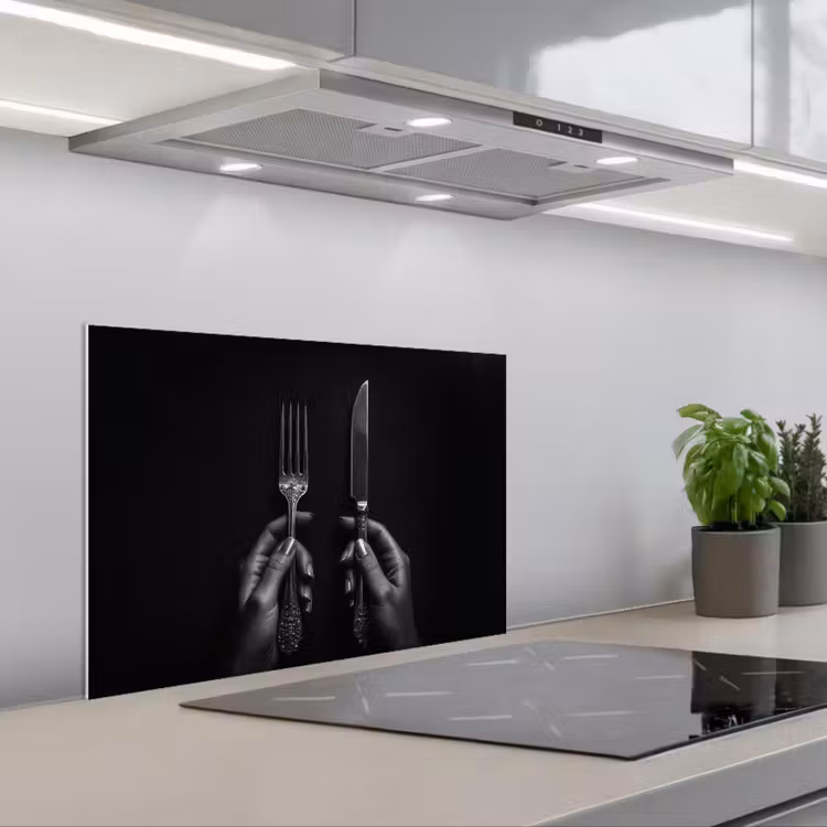 Paraschizzi cucina - Posate - Nero - Bianco — 1