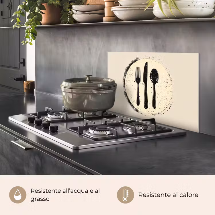 Paraschizzi cucina - Nero - Posate - Rotonde — 2