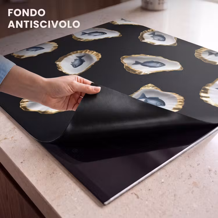 Protezione piano induzione - Ostriche - Pesce - Blu - Oro — 6