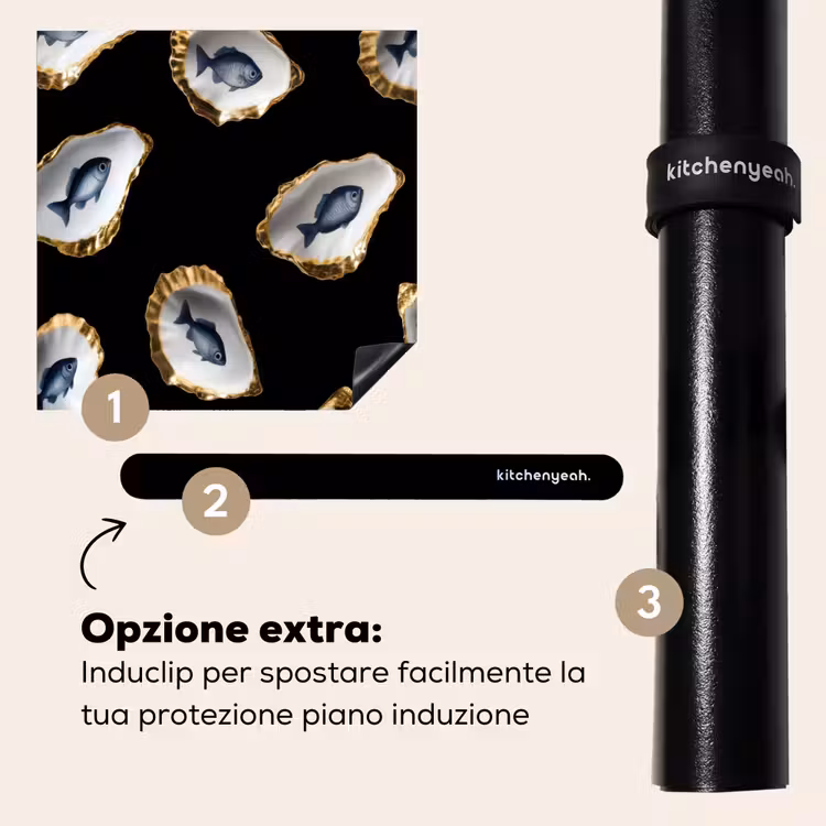 Protezione piano induzione - Ostriche - Pesce - Blu - Oro — 8