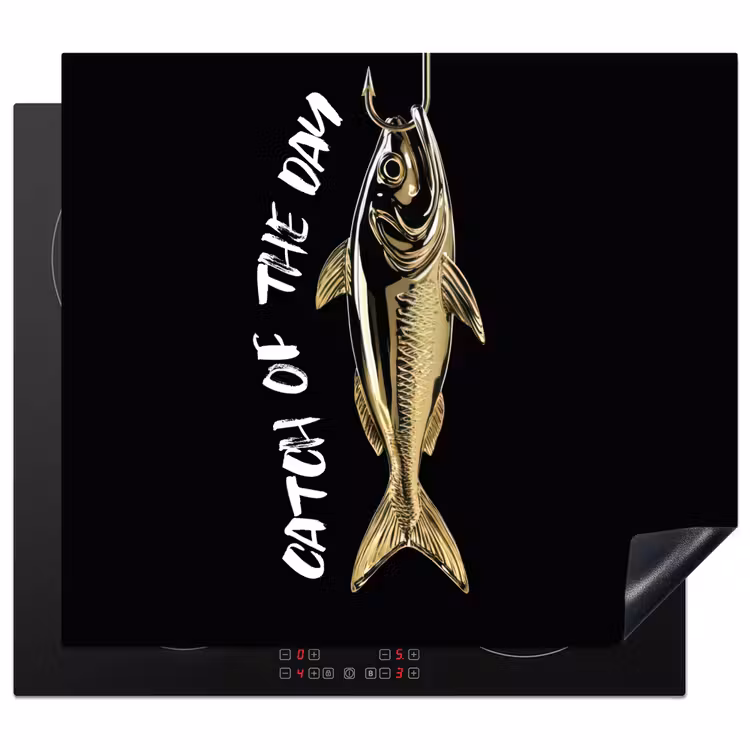 Protezione piano induzione - Pesce - Nero - Oro - Testo — 1