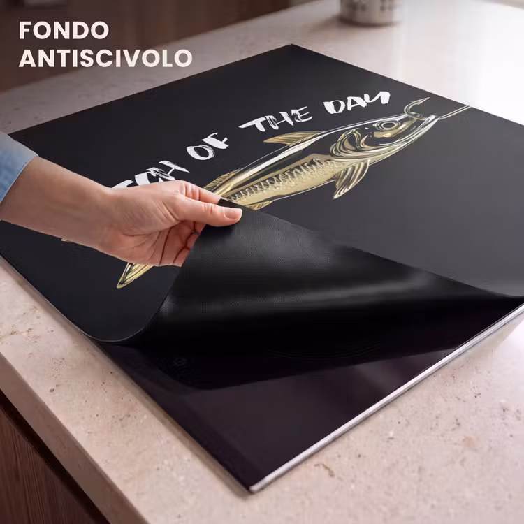 Protezione piano induzione - Pesce - Nero - Oro - Testo — 6