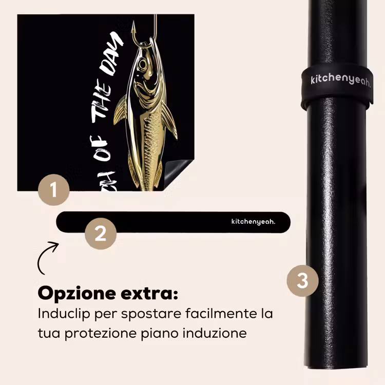 Protezione piano induzione - Pesce - Nero - Oro - Testo — 8