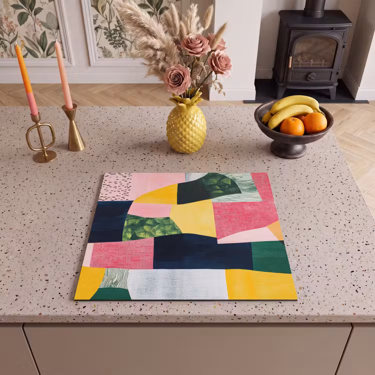 Protezione piano induzione - Astratto - Rosa - Forme - Giallo — 3