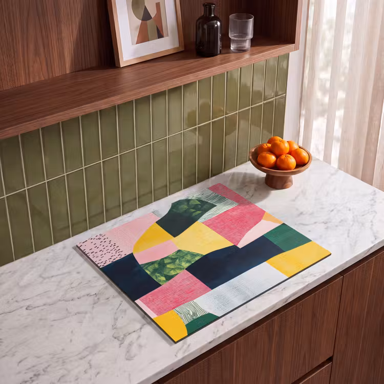 Protezione piano induzione - Astratto - Rosa - Forme - Giallo — 4