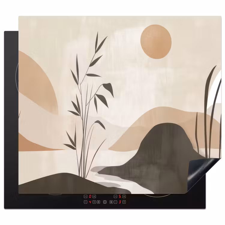 Protezione piano induzione - Japandi - Paesaggio - Beige — 1