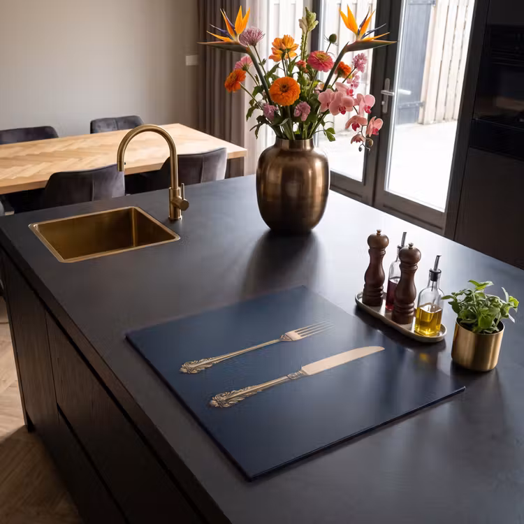 Protezione piano induzione - Posate - Blu scuro - Oro — 2