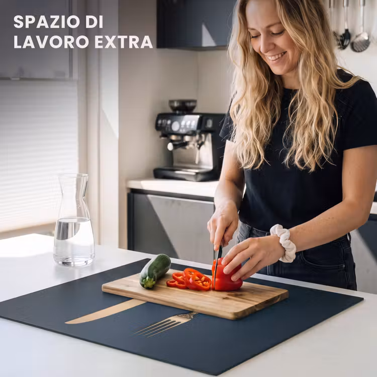 Protezione piano induzione - Posate - Blu scuro - Oro — 5