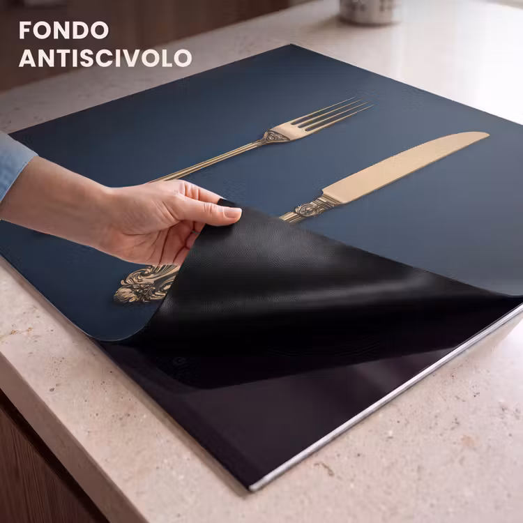 Protezione piano induzione - Posate - Blu scuro - Oro — 6