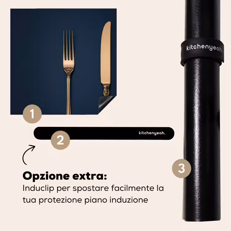 Protezione piano induzione - Posate - Blu scuro - Oro — 8