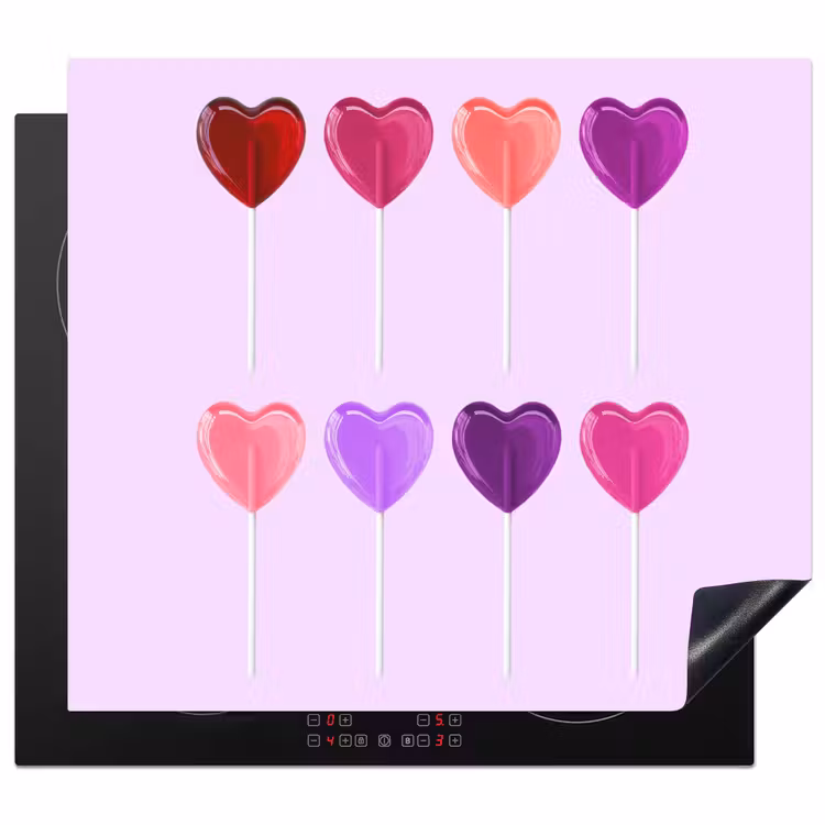 Protezione piano induzione - Lecca-lecca - Cuore - Rosa - Caramella — 1