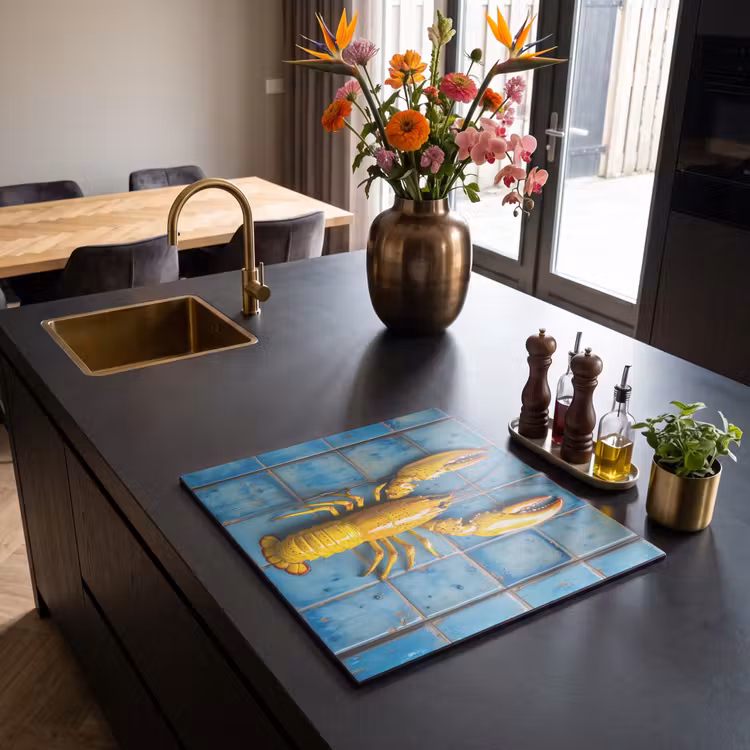 Protezione piano induzione - Cancro - Giallo - Blu - Piastrelle — 2