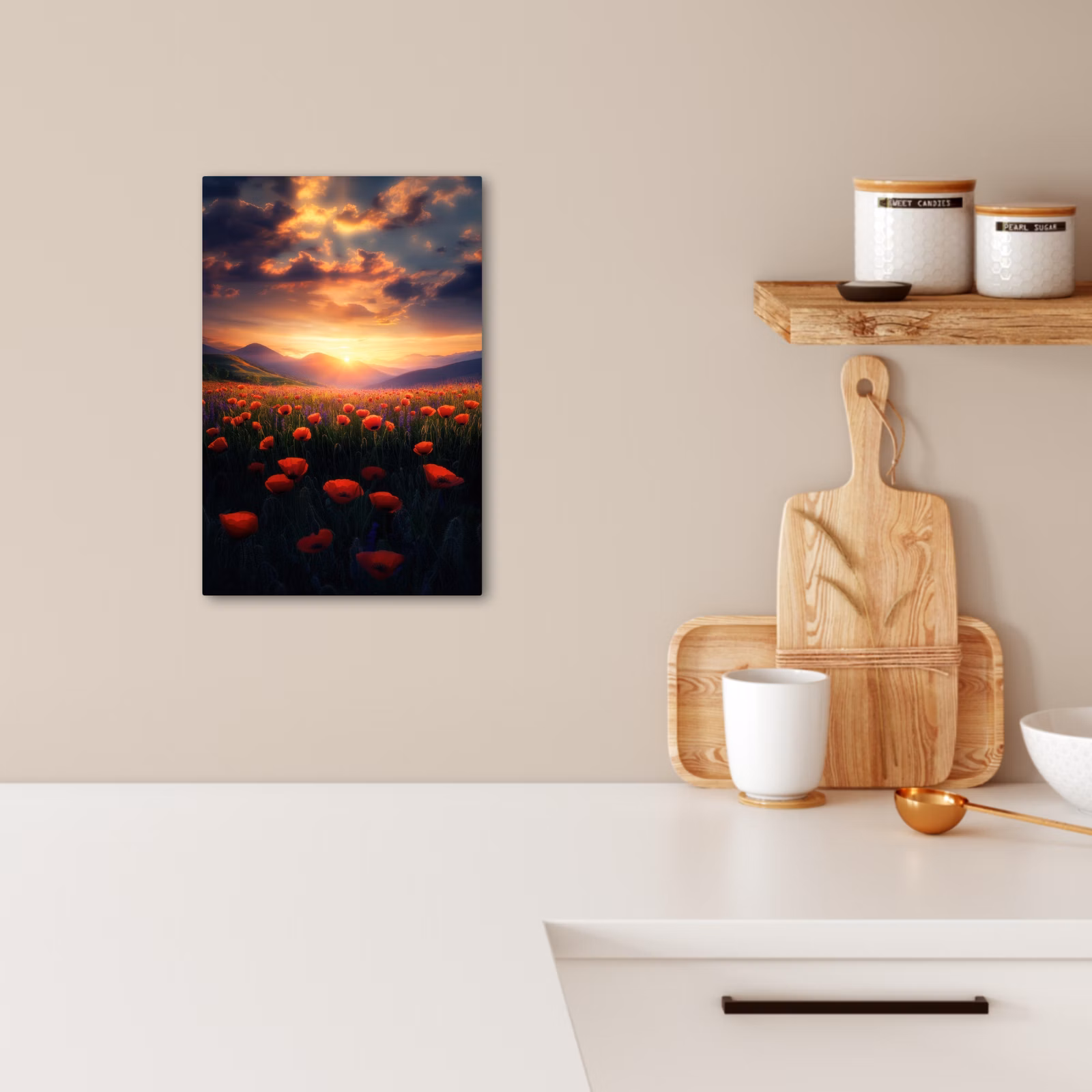 Dipinti su tela - Paesaggio - Tramonto - Campo di fiori — 1