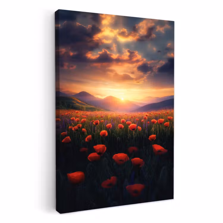 Dipinti su tela - Paesaggio - Tramonto - Campo di fiori — 3