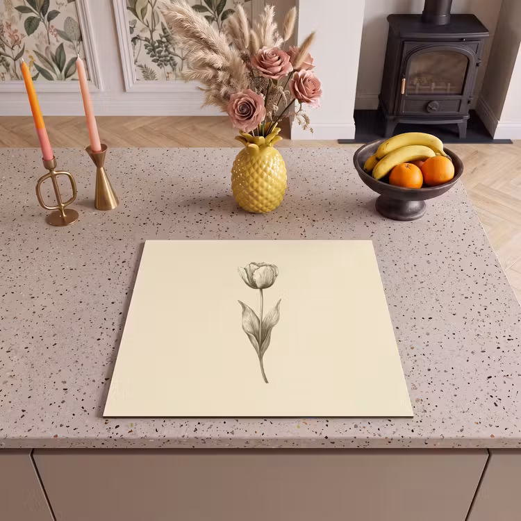 Protezione piano induzione - Illustrazione - Tulipano - Nero — 3