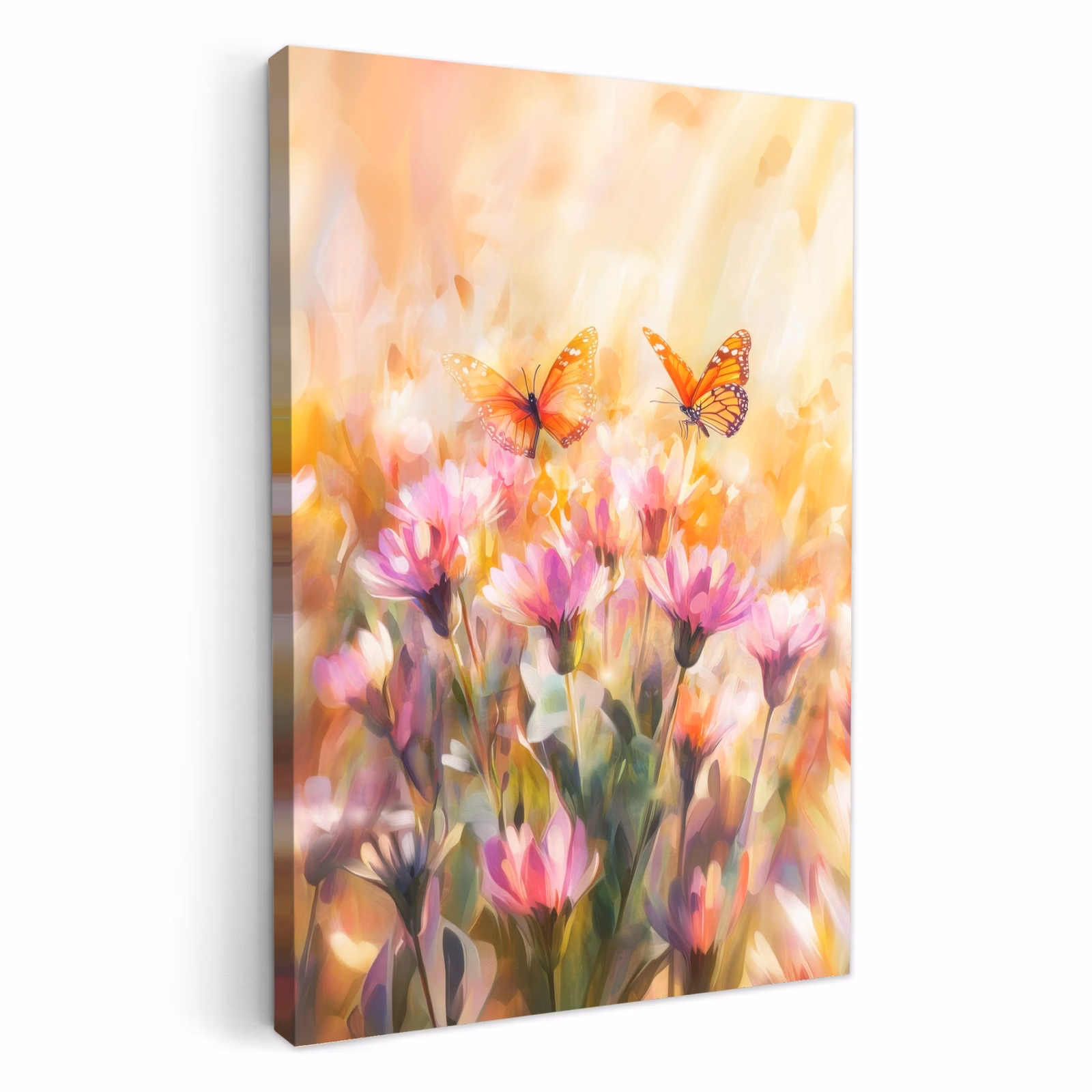 Dipinti su tela - Farfalle - Arancione - Fiori — 1