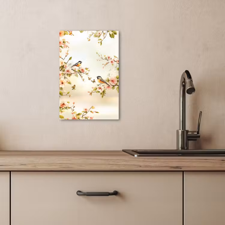 Dipinti su tela - Rami - Fiori - Uccelli - Rosa — 4