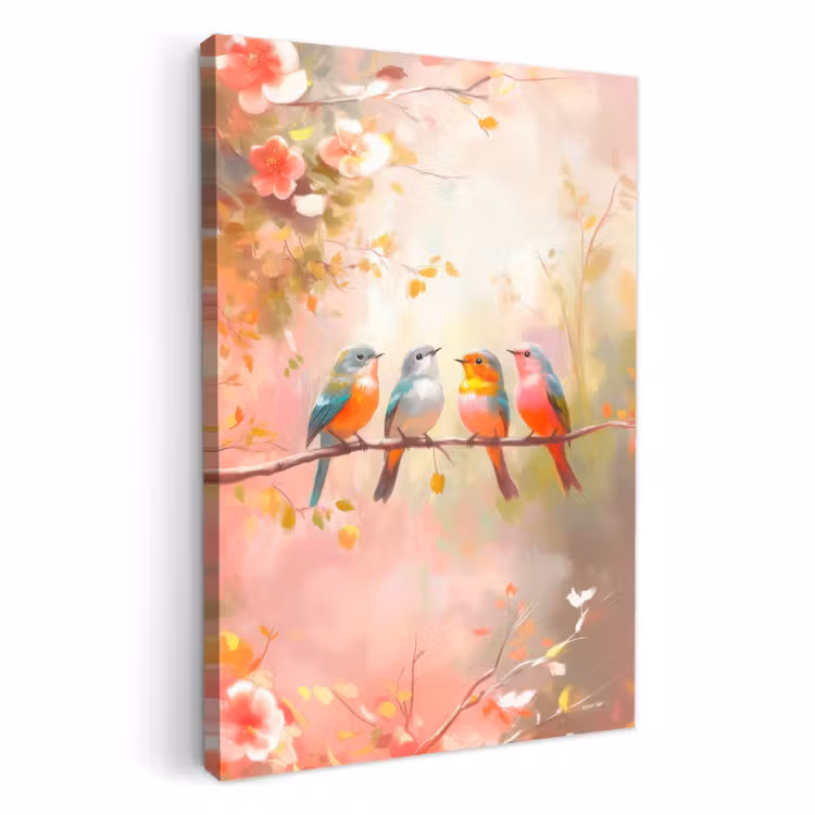 Dipinti su tela - Uccelli - Colorati - Ramo — 2