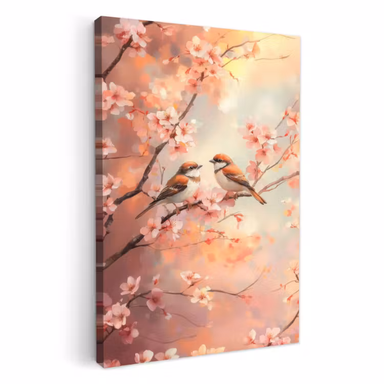Dipinti su tela - Uccelli - Romantico - Ramo di fiori — 3