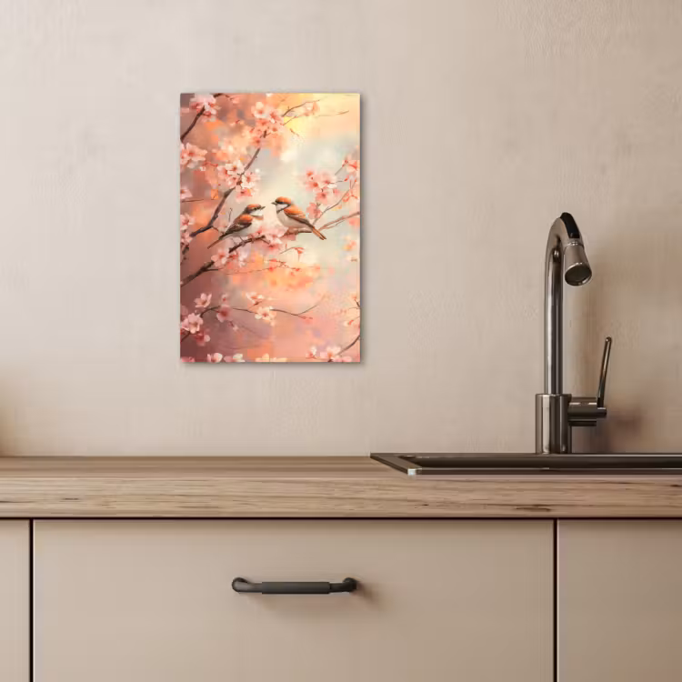 Dipinti su tela - Uccelli - Romantico - Ramo di fiori — 4