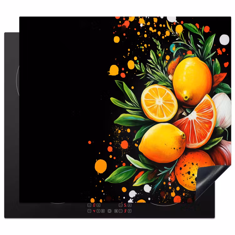 Protezione piano induzione - Limoni - Nero - Erbe - Graffiti - Pittura — 1