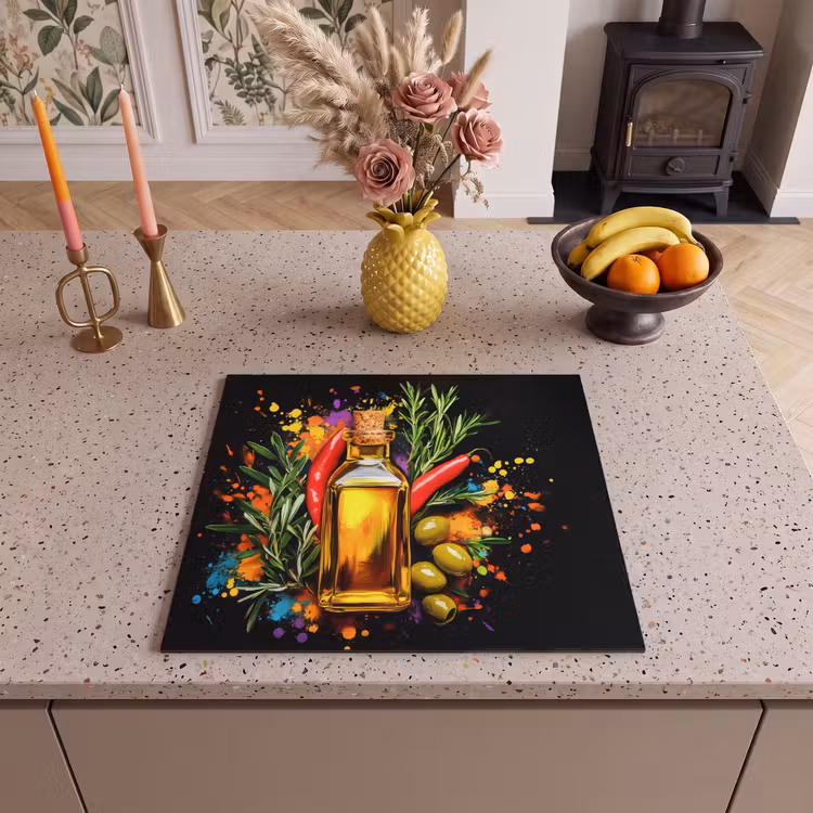 Protezione piano induzione - Olio d'oliva - Graffiti - Pepe - Olive - Moderno — 3