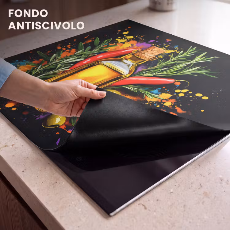 Protezione piano induzione - Olio d'oliva - Graffiti - Pepe - Olive - Moderno — 6