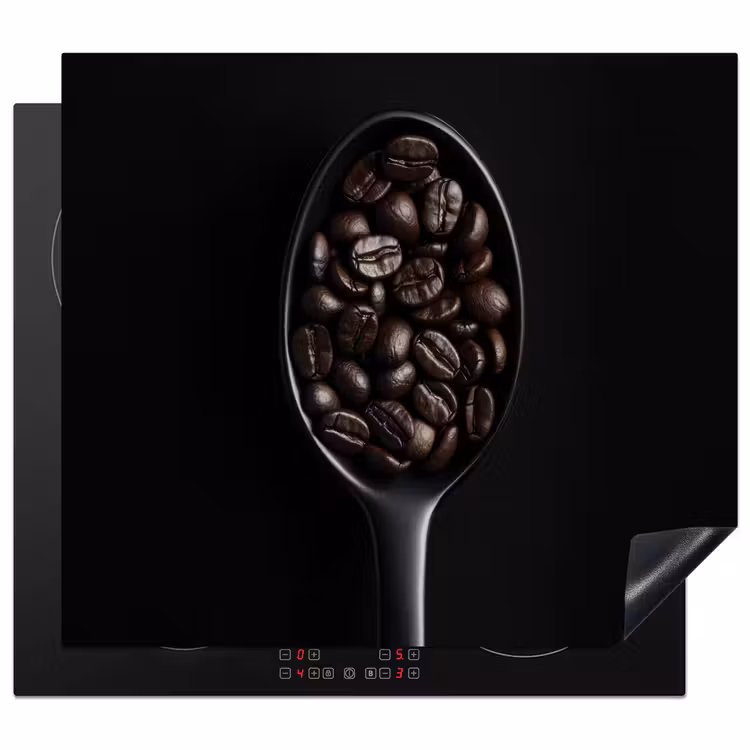 Protezione piano induzione - Chicchi di caffè - Cucchiaio - Nero — 1