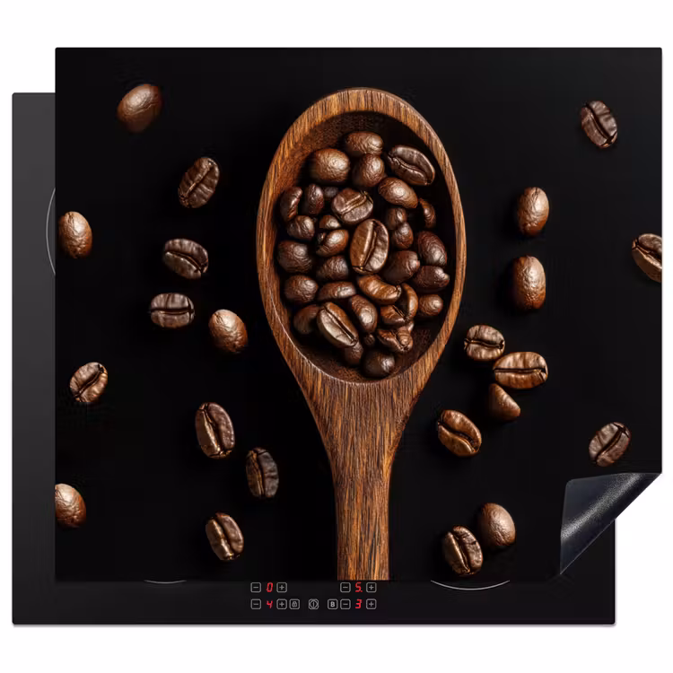 Protezione piano induzione - Legno - Nero - Chicchi di caffè — 1