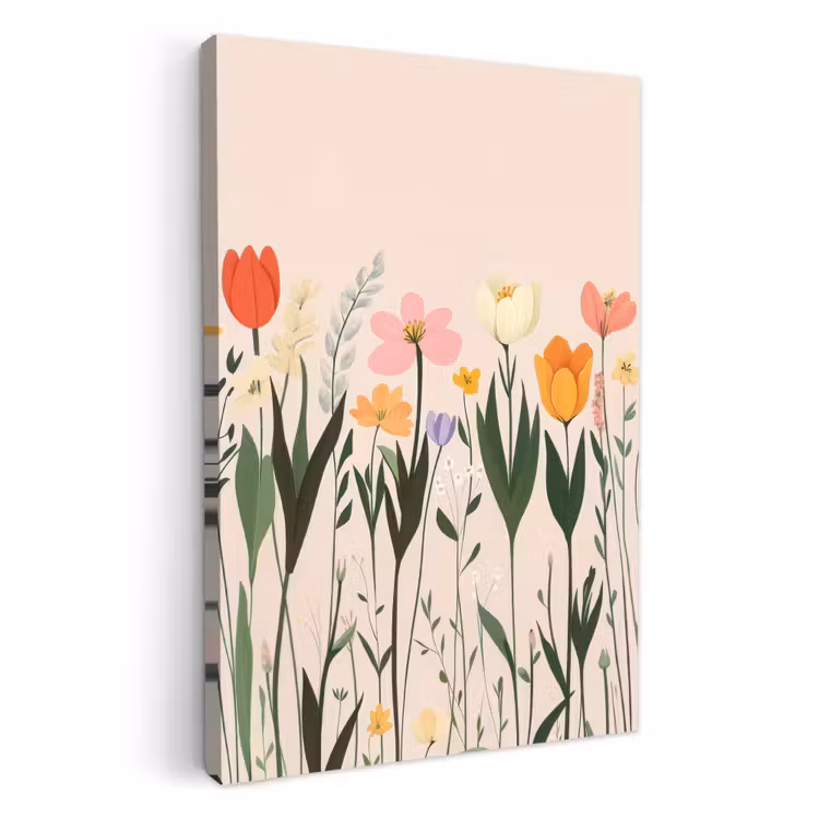 Dipinti su tela - Tonalità pastello - Fiori - Illustrazione — 1