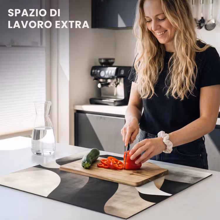 Protezione piano induzione - Astratto - Onde - Nero - Intemperie — 5