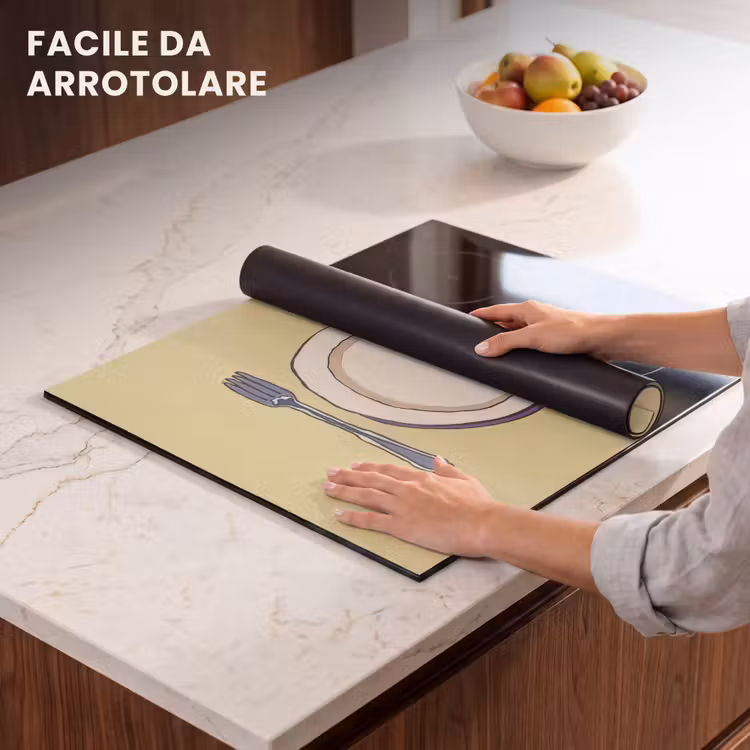 Protezione piano induzione - Illustrazione - Piatto - Posate - Beige — 7