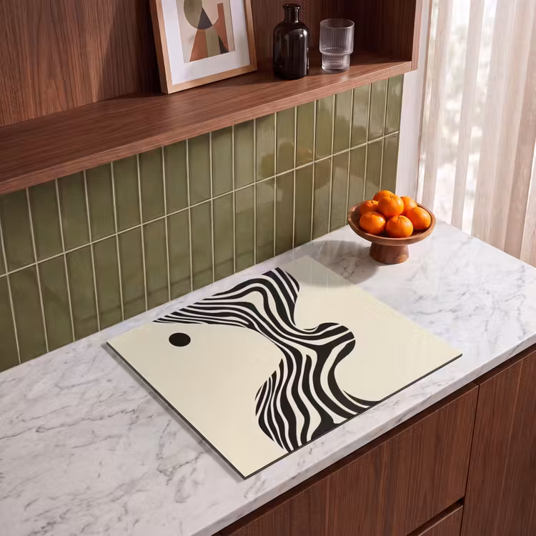 Protezione piano induzione - Beige - Linee - Ondulate - Astratte — 4