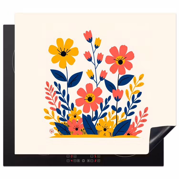 Protezione piano induzione - Illustratie - Bloemen - Bladeren - Roze — 1