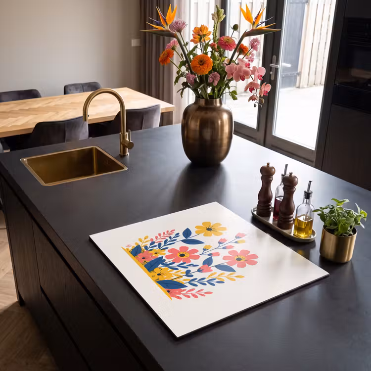 Protezione piano induzione - Illustratie - Bloemen - Bladeren - Roze — 2