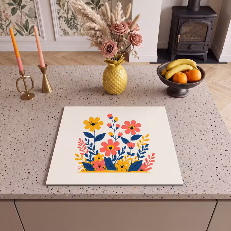 Protezione piano induzione - Illustratie - Bloemen - Bladeren - Roze — 3