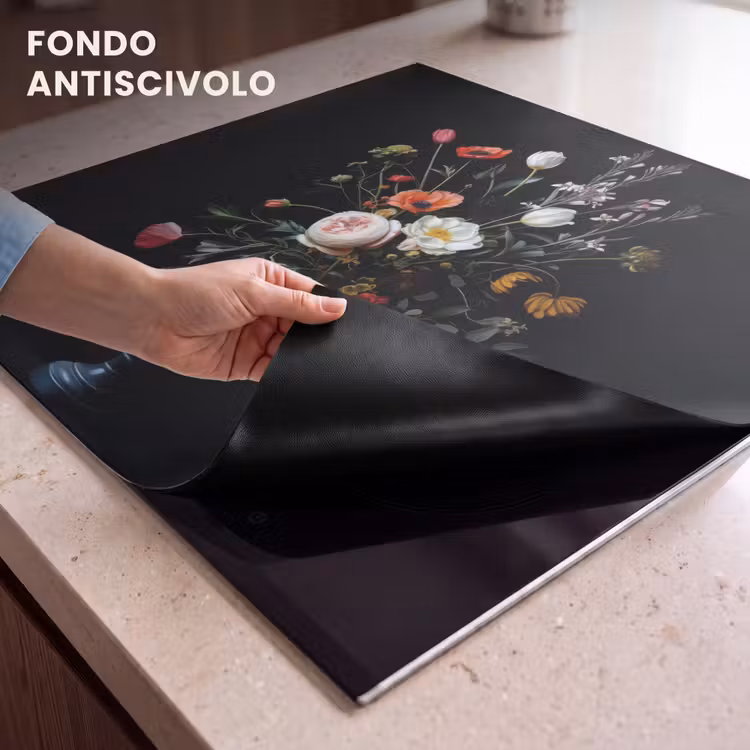 Protezione piano induzione - Composizione floreale - Vaso - Nero — 6