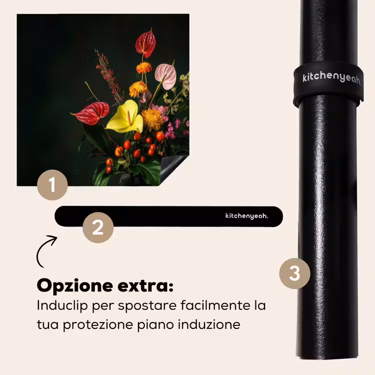 Protezione piano induzione - Fiori - Vaso - Nero — 8
