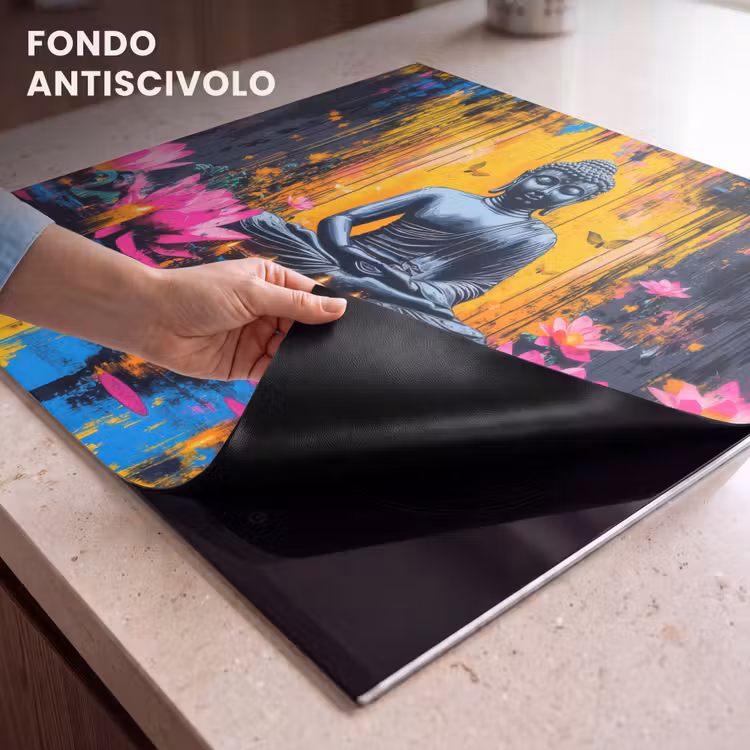 Protezione piano induzione - Buddha - Fiori - Candele - Giallo — 6