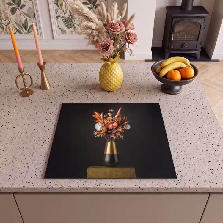Protezione piano induzione - Esotico - Bouquet - Vaso - Oro — 3