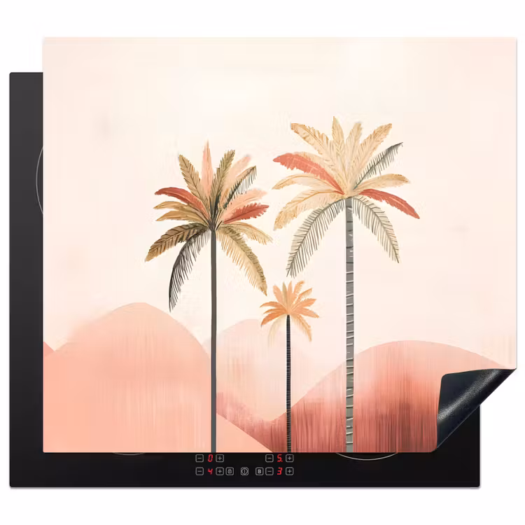 Protezione piano induzione - Palme - Colline - Minimalista - Rosa tenue — 1