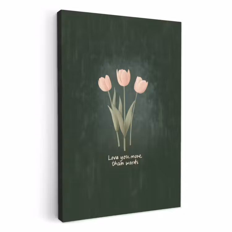 Dipinti su tela - Tulipani - Rosa - Testo - Amore — 1